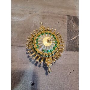 Gold Green Spiked oval ornament xmas